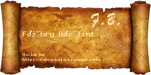 Fábry Bálint névjegykártya